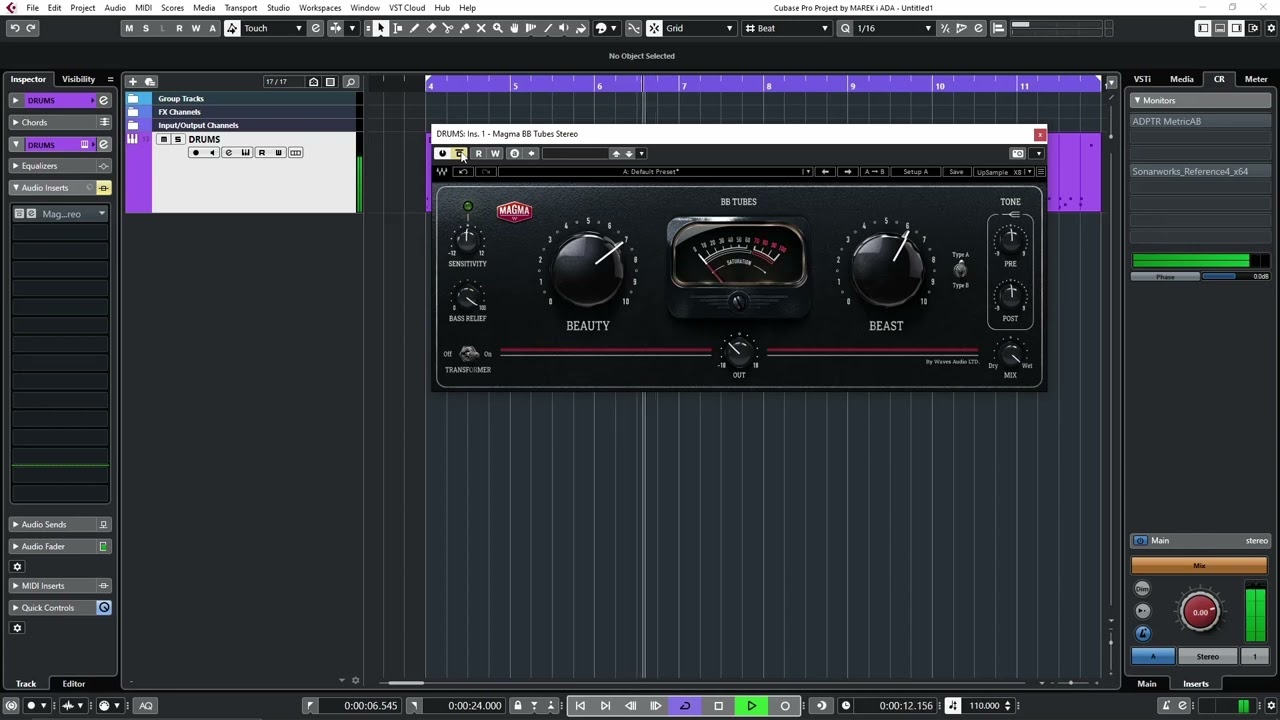 Waves BB Tubes on drums. Same peak