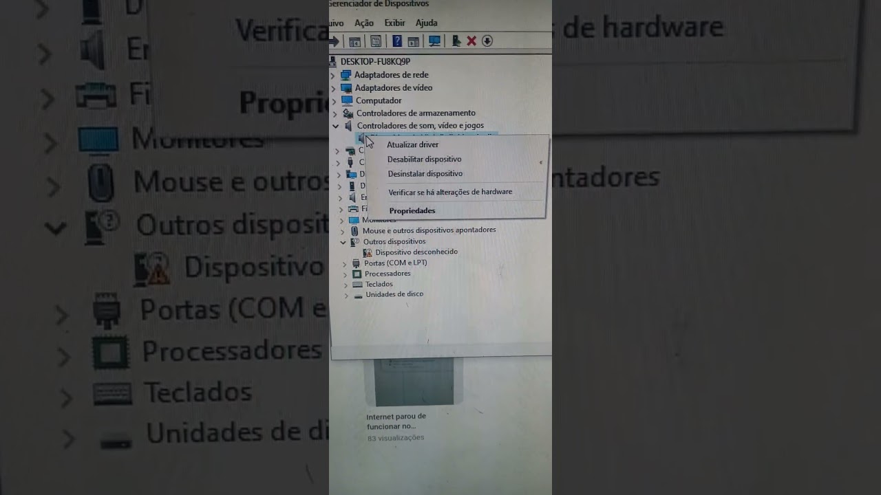 Áudio parou de funcionar no computador.  O que fazer?