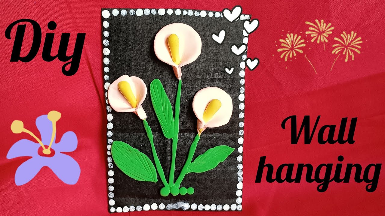 Lily flower making with clay//Diy clay wall hanging craft idea//Lily flower tutorial //