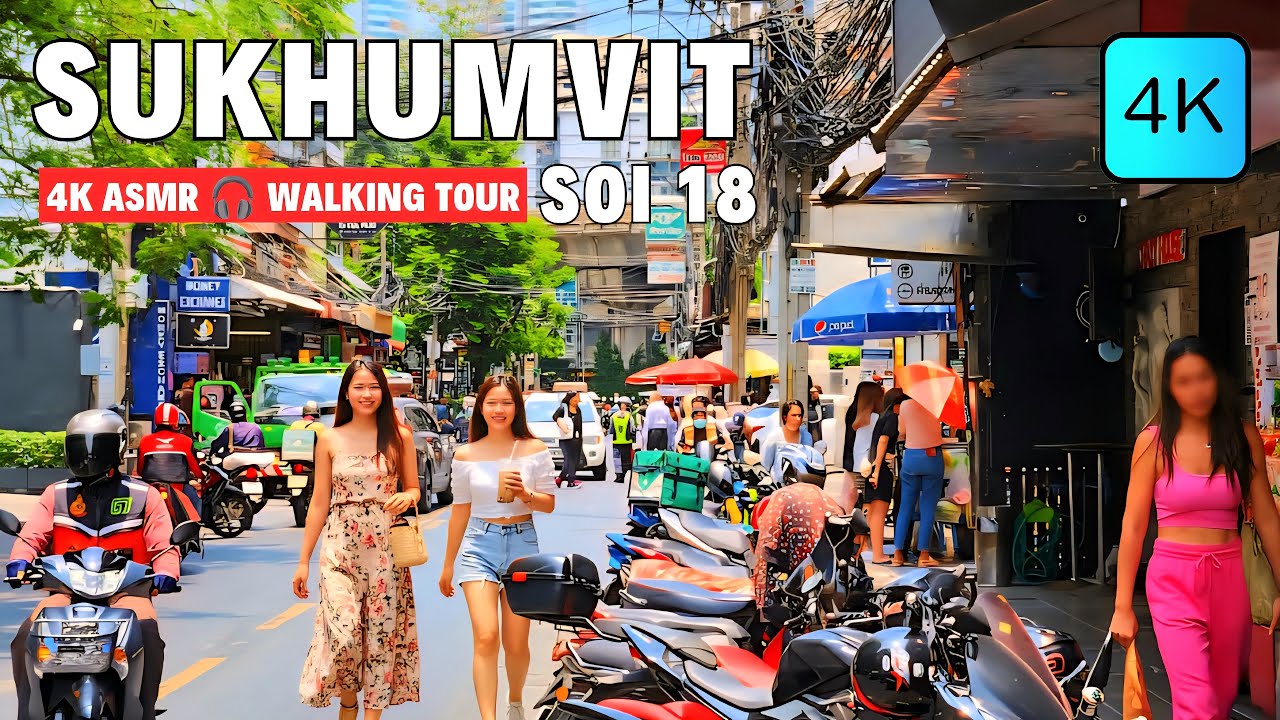 [4K] Asok Sukhumvit Soi 18 in Bangkok 🇹🇭 ASMR 🎧 Walking Tour