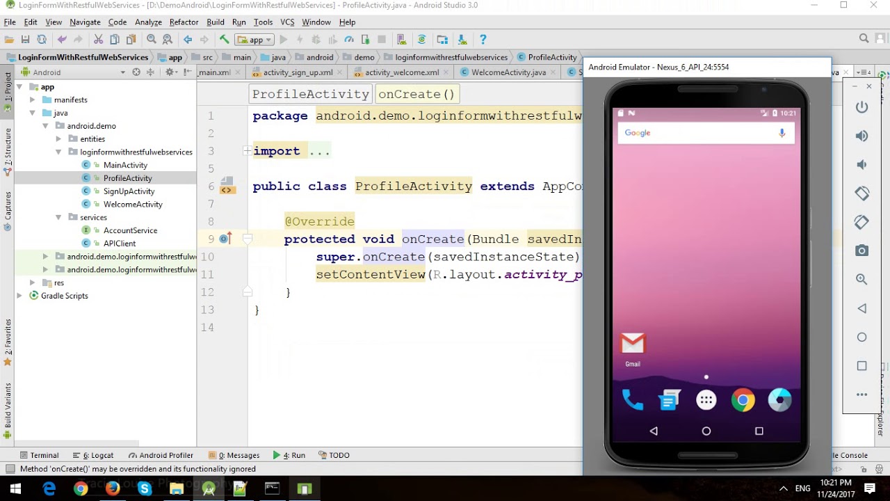 Login, SignUp and Change Profile Form with Restful Web Services in Android