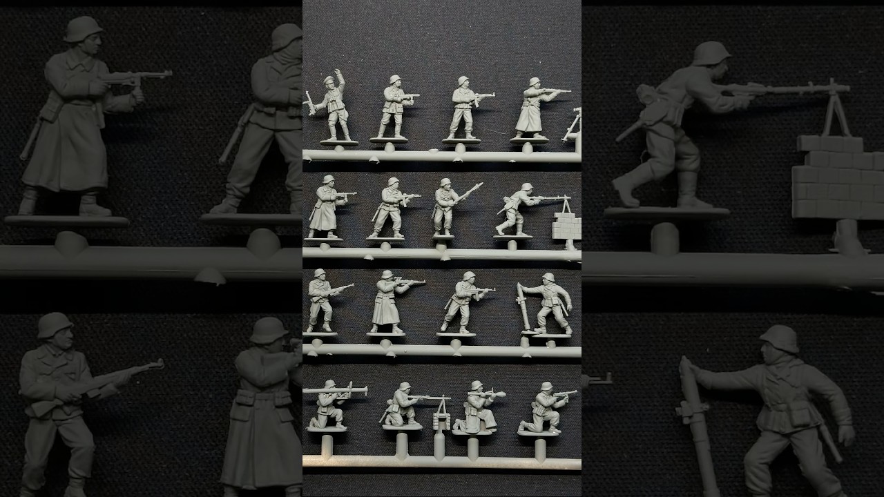 Army men painting WW2 German Infantry 1/72, historical wargaming