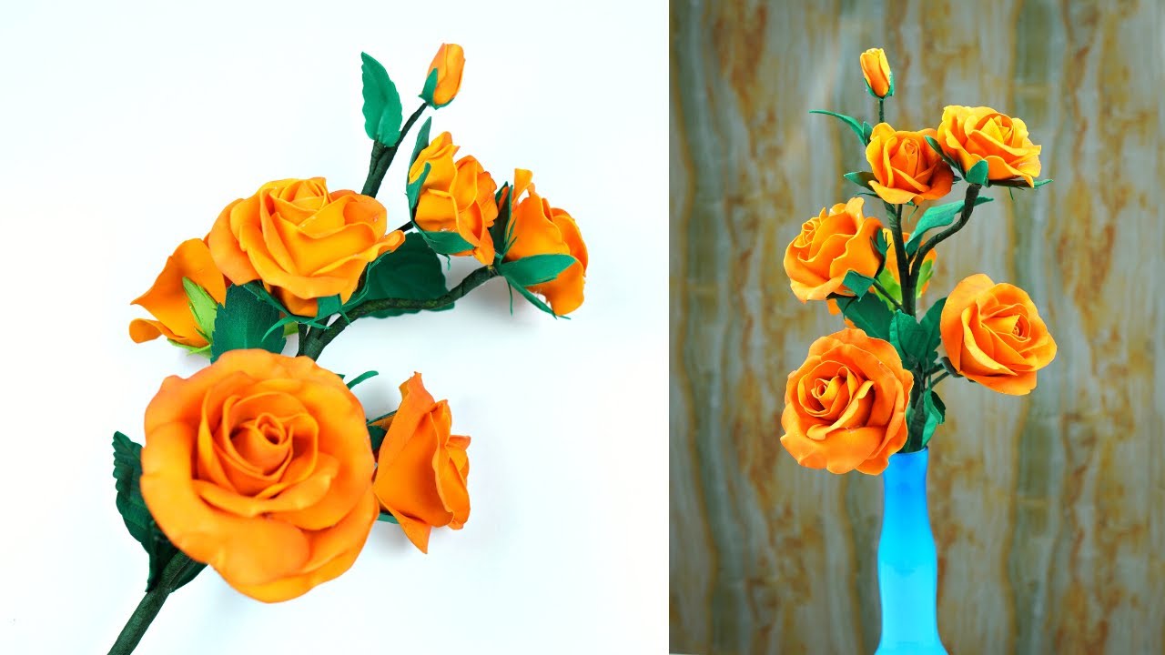 How to make Rose Flowers from Foamic Sheet - Fomic Sheet Craft