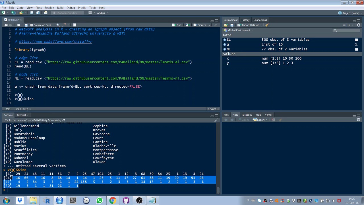 Creating an igraph object (from raw data)