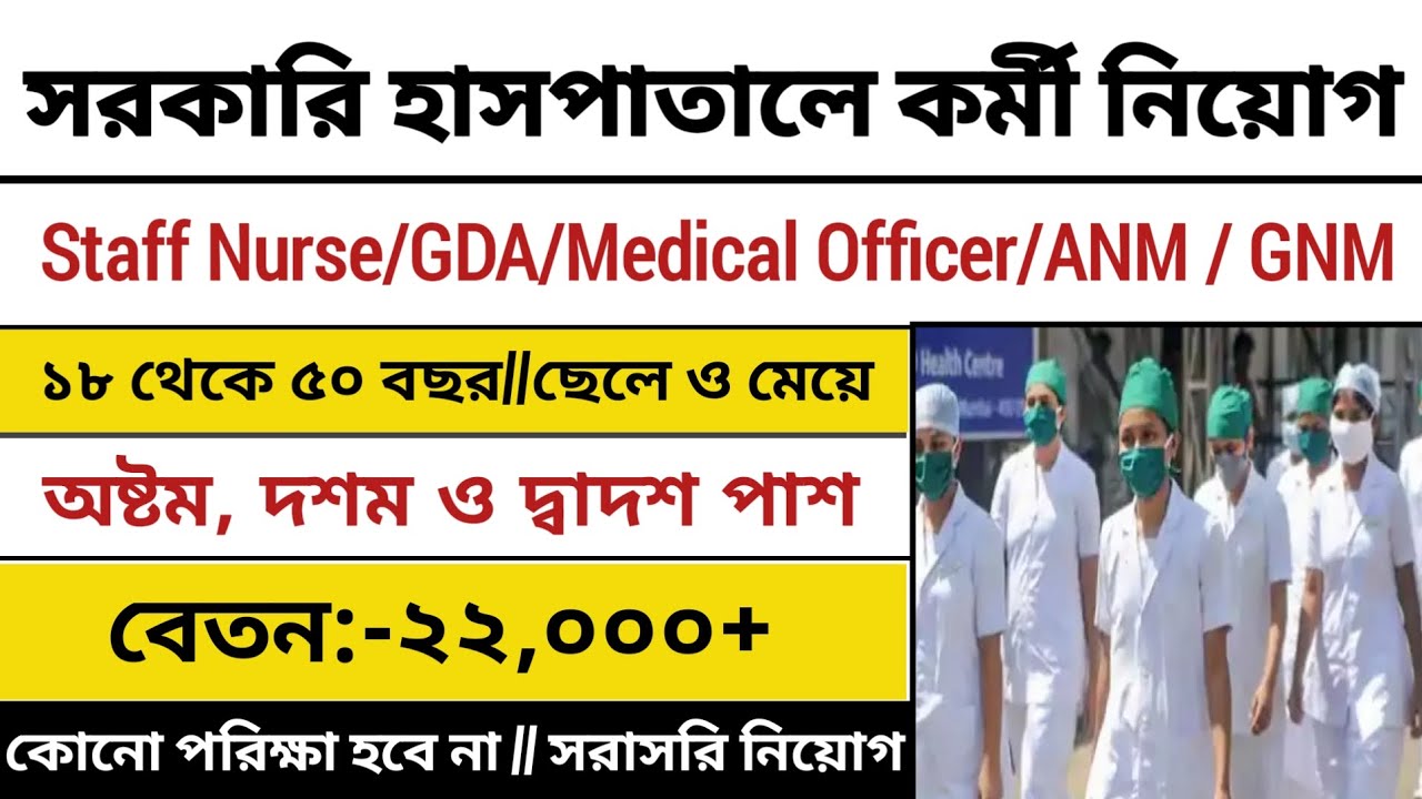 সরকারি হাসপাতালে কর্মী নিয়োগ 2026 | Hospital Recruitment 2026|Government Hospital New Vacancy 2026|