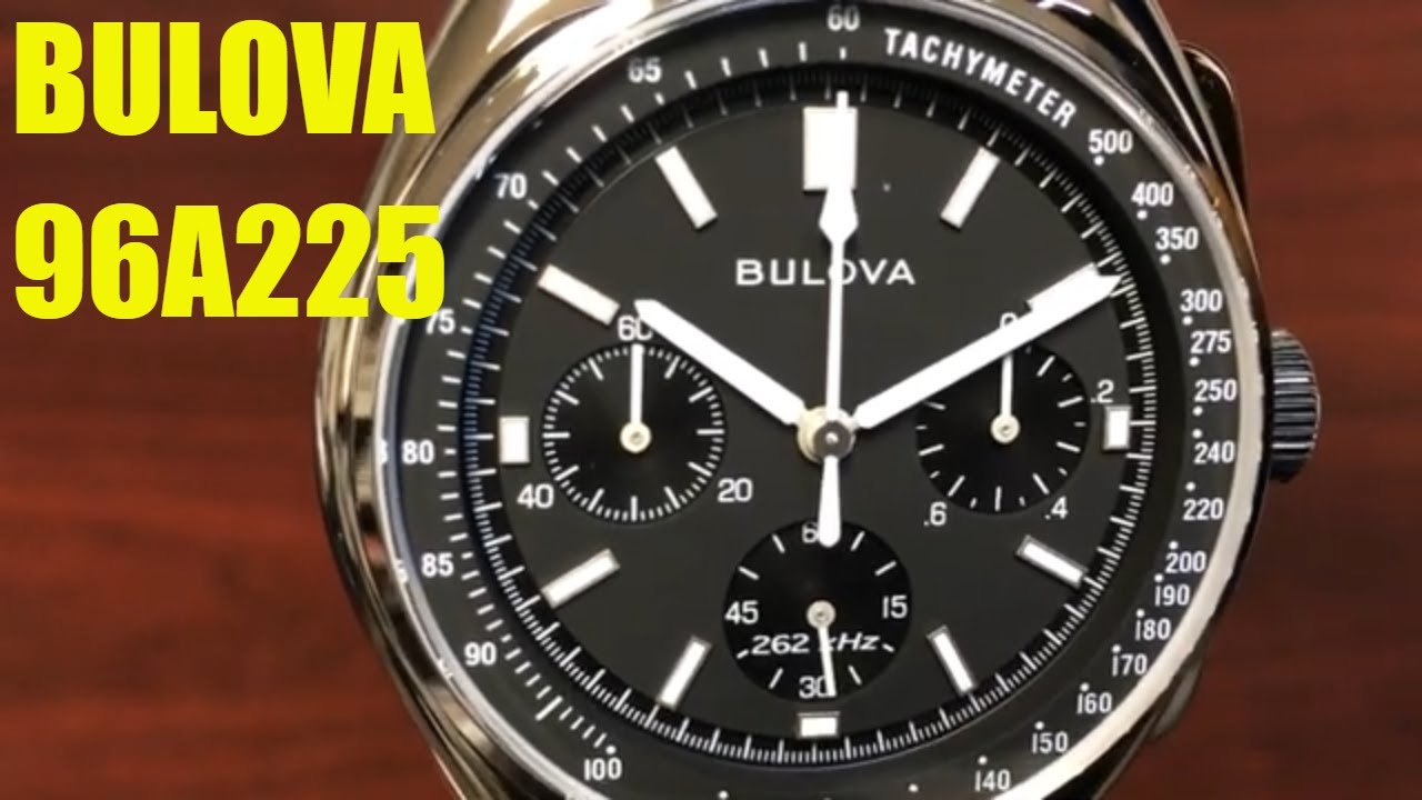 Bulova Lunar Pilot Chronograph Black Steel Watch 96A225