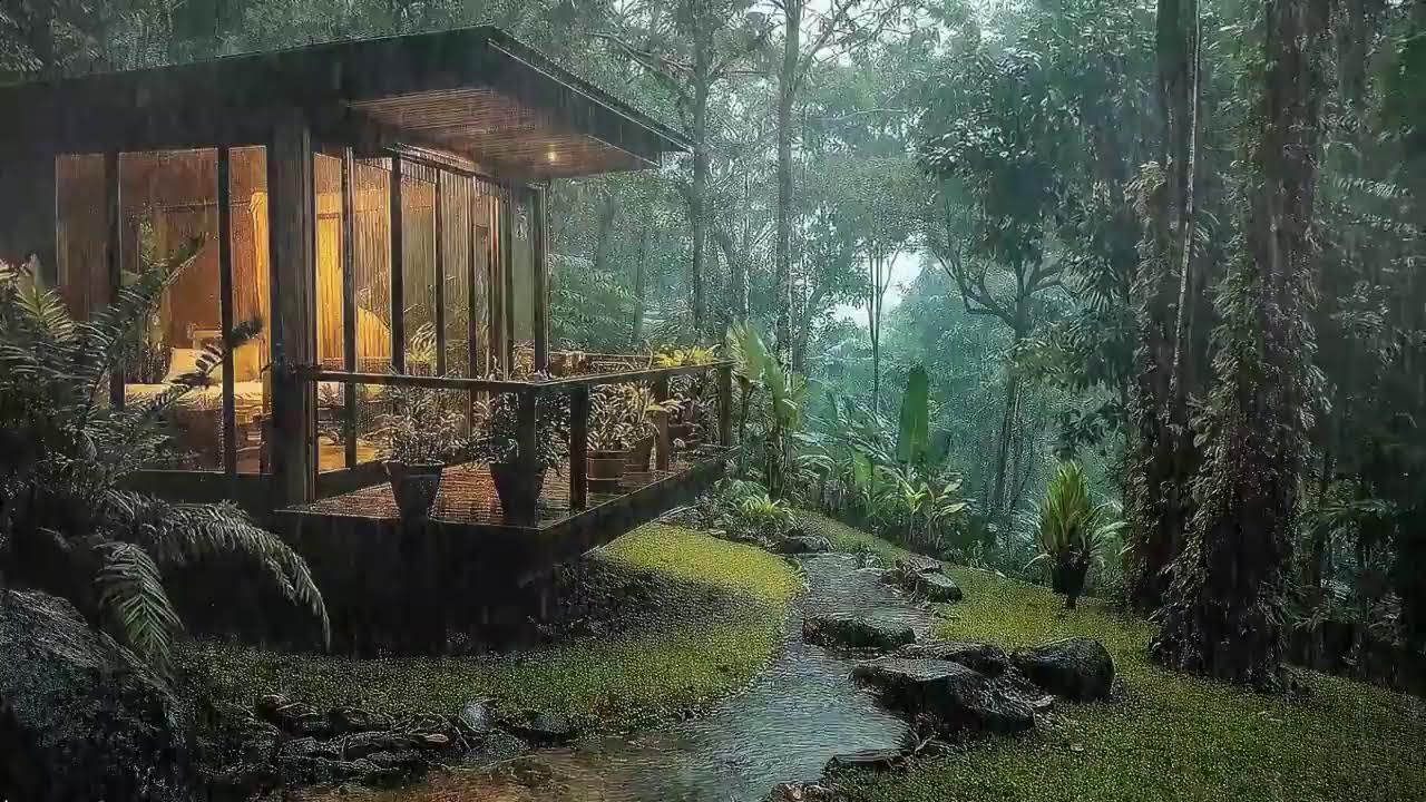 Heavy Rain and Thunder Sound That Ends Mental Stress and Daily Fatigue