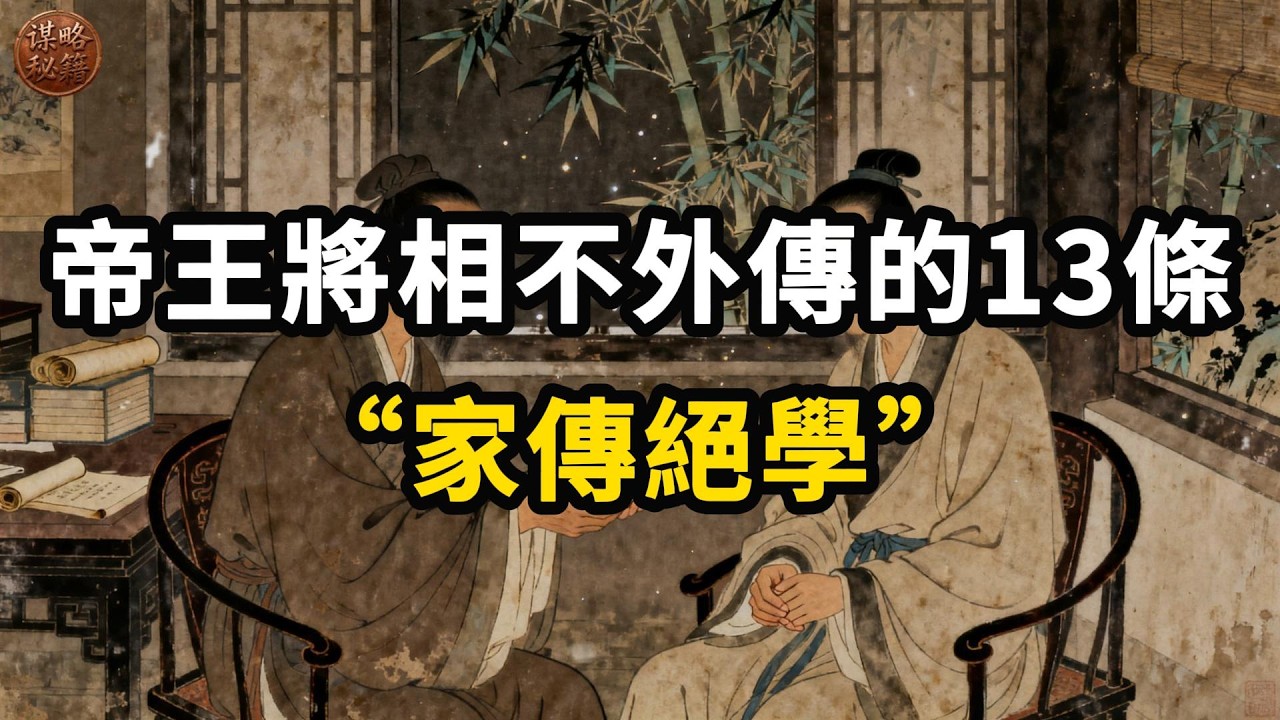 帝王將相不外傳的13條“家傳絕學”!#YouTube #谋略秘籍#人性謀略 #帝王智慧 #處世哲學 #洞察人心 #權力博弈 #自我提升 #歷史智慧  #人性心理 #社會生存
