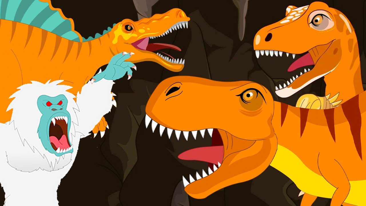 We're Going on a T-rex Dinosaur vs Spinosaurus vs Allosaurus vs Yeti Hunt- Preschool Songs