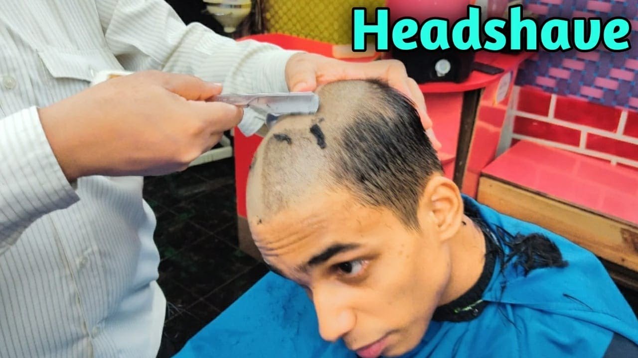 Headshave / straight razor Headshave for young boys 2021 / ASMR headshave straight razor 2021