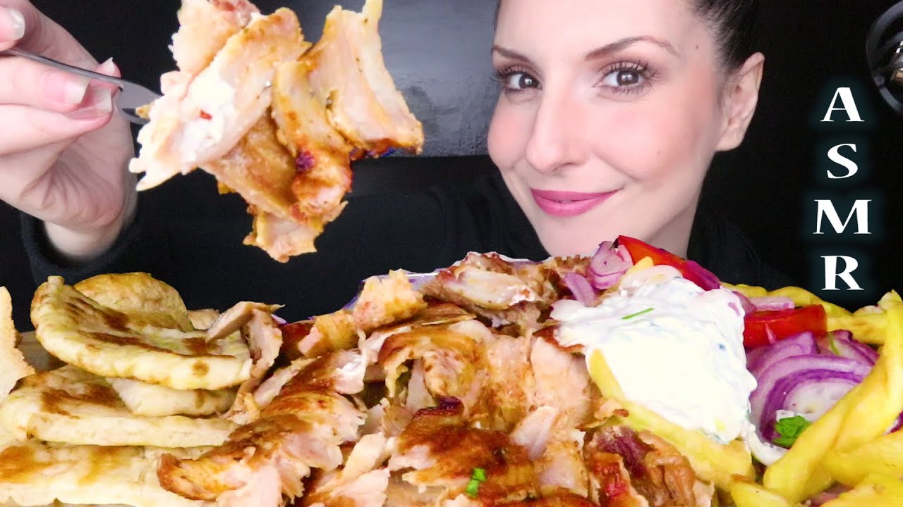 ASMR: GYRO, FRIES, TZATZIKI & PITA BREAD - Greek Street Food 🍟🍖| No Talking Mukbang | Eating Sounds