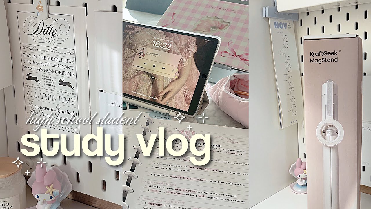 study vlog 🎧🎀 lots of studying, note-taking, waking up early (FT. KraftGeek)