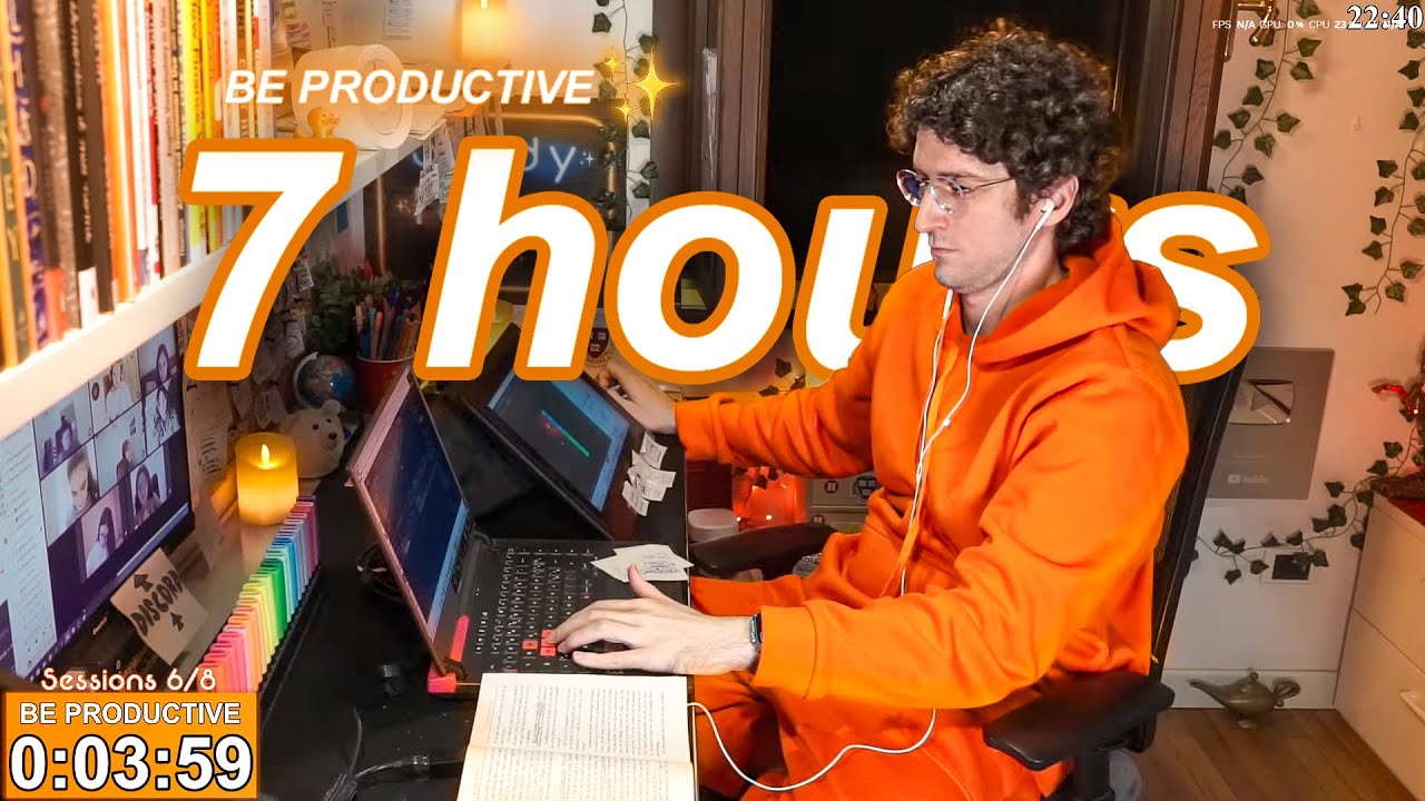 STUDY WITH ME LIVE | 7 HOURS ✨ Harvard Alumnus, Chill Work With Me, Rain Sounds, Pomodoro Timer