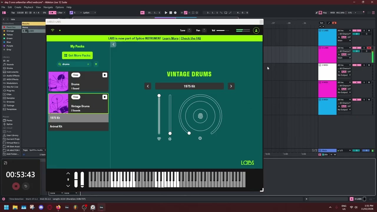one hour random genre challenge day 3: ableton one new effect webcore (production)