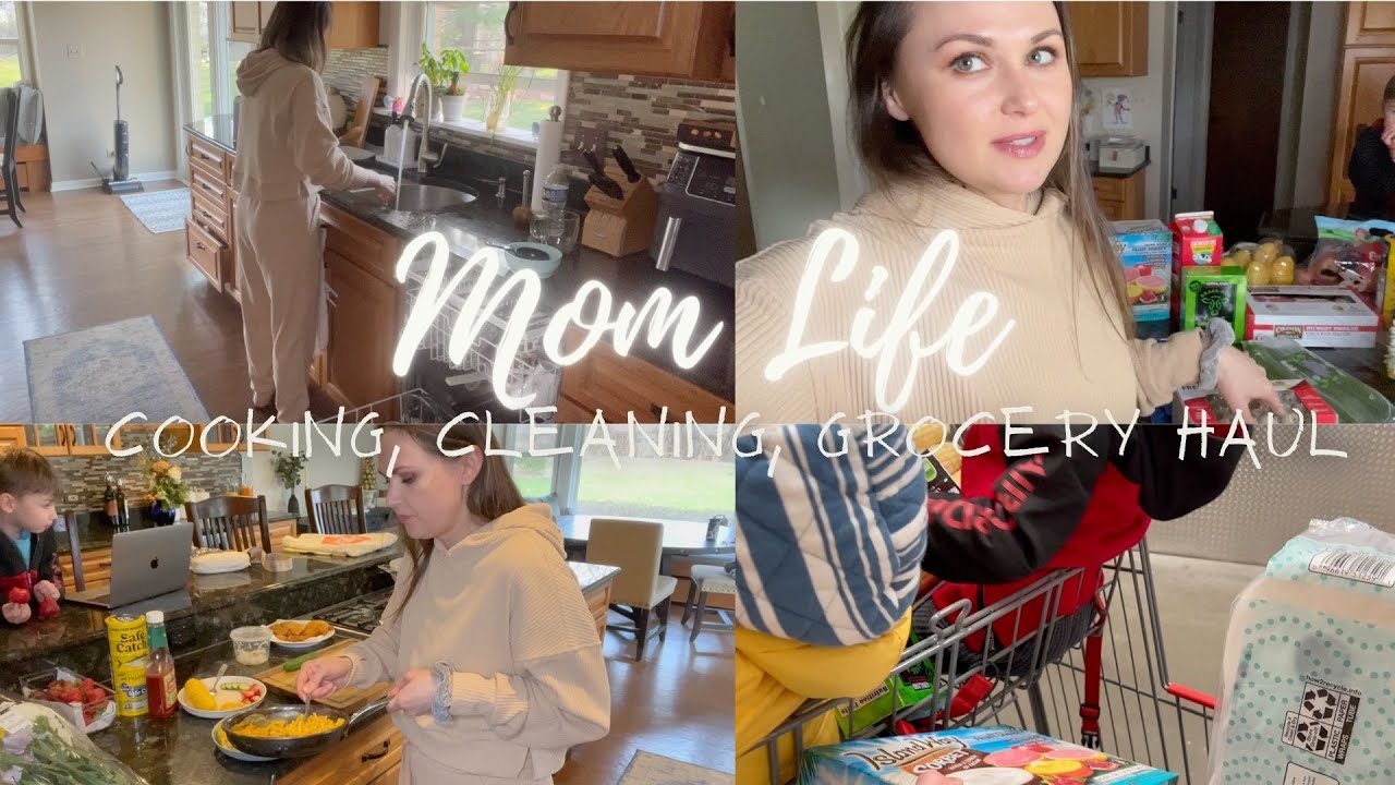 Mom Life Vlog// Cooking//Cleaning//Grocery Haul