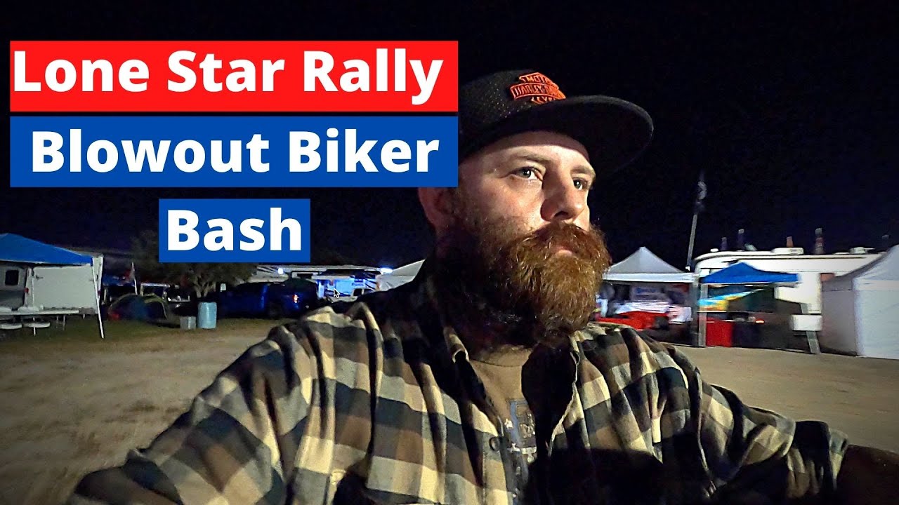 Motorcycle camping trip-Texas Lone Star Rally 2020-Blowouts Biker Bash Saturday night fun.