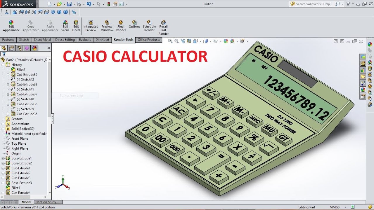 SolidWorks tutorial How to Create Casio Calculator