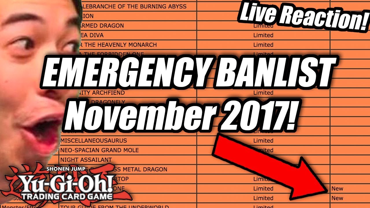Yu-Gi-Oh! EMERGENCY November 2017 Banlist! + Live Reaction!