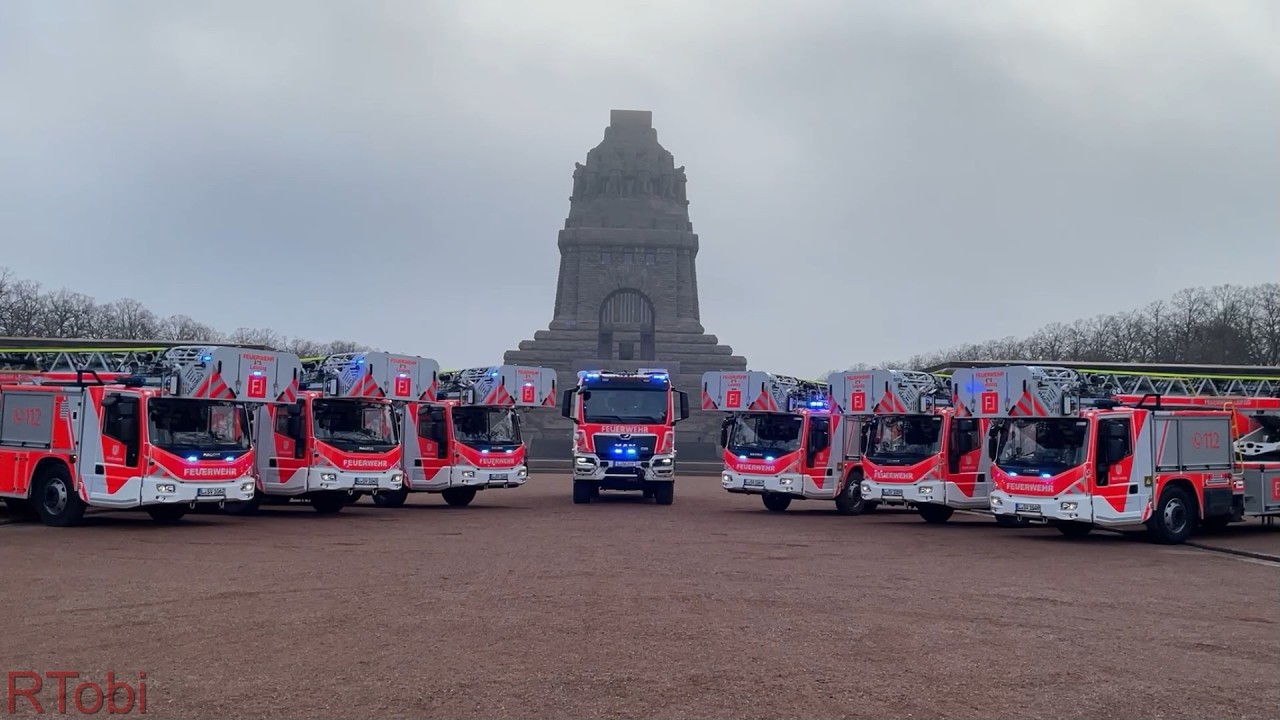 Leipzig (Germany) Fire Department - 6 NEW Aerial Ladders & 1 NEW Rescue Truck