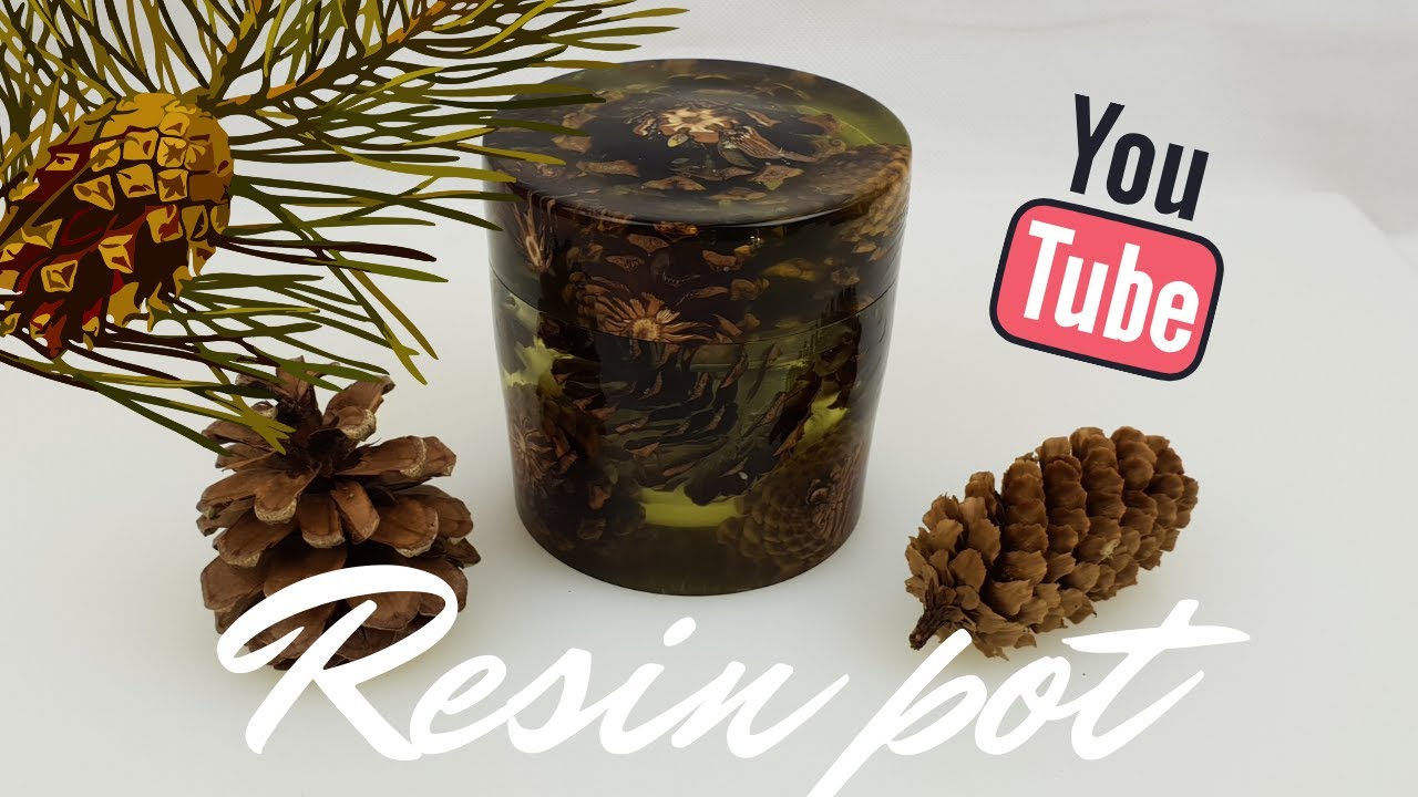 Diy pine cone epoxy resin box