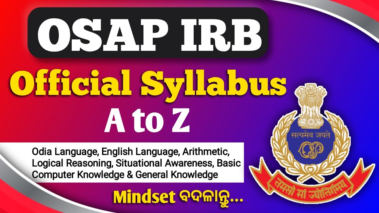 OSAP IRB Official Syllabus A to Z | mindset ବଦଳାନ୍ତୁ/ OSAP IRB Recruitment 2024 [KUMAR SIR]