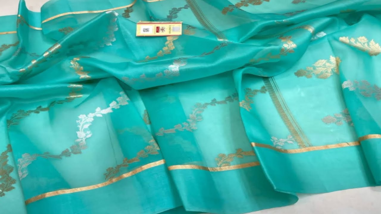 #Banarasi pure #handloom kora #organza silk saree#whatsapp 9324546827