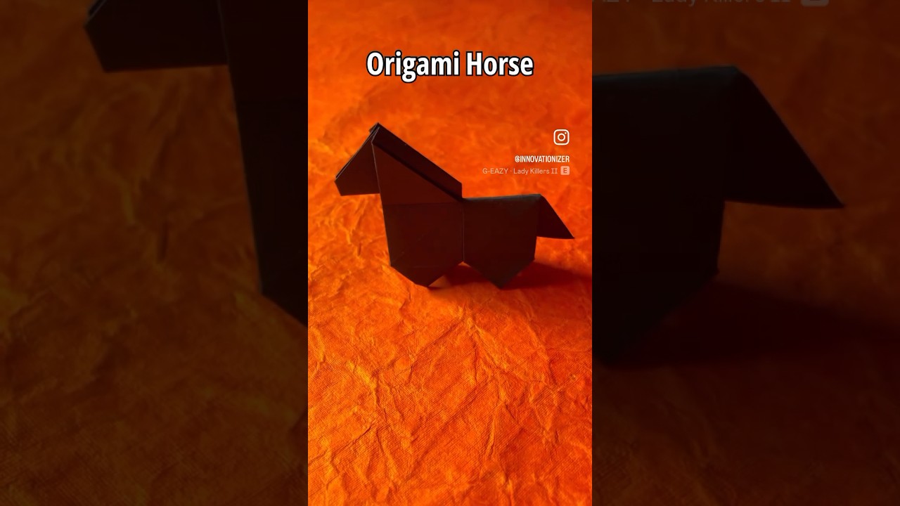 Black Origami Horse | How To Make a Paper Horse | Origami in Black #origamihorse #paperhorse #horse