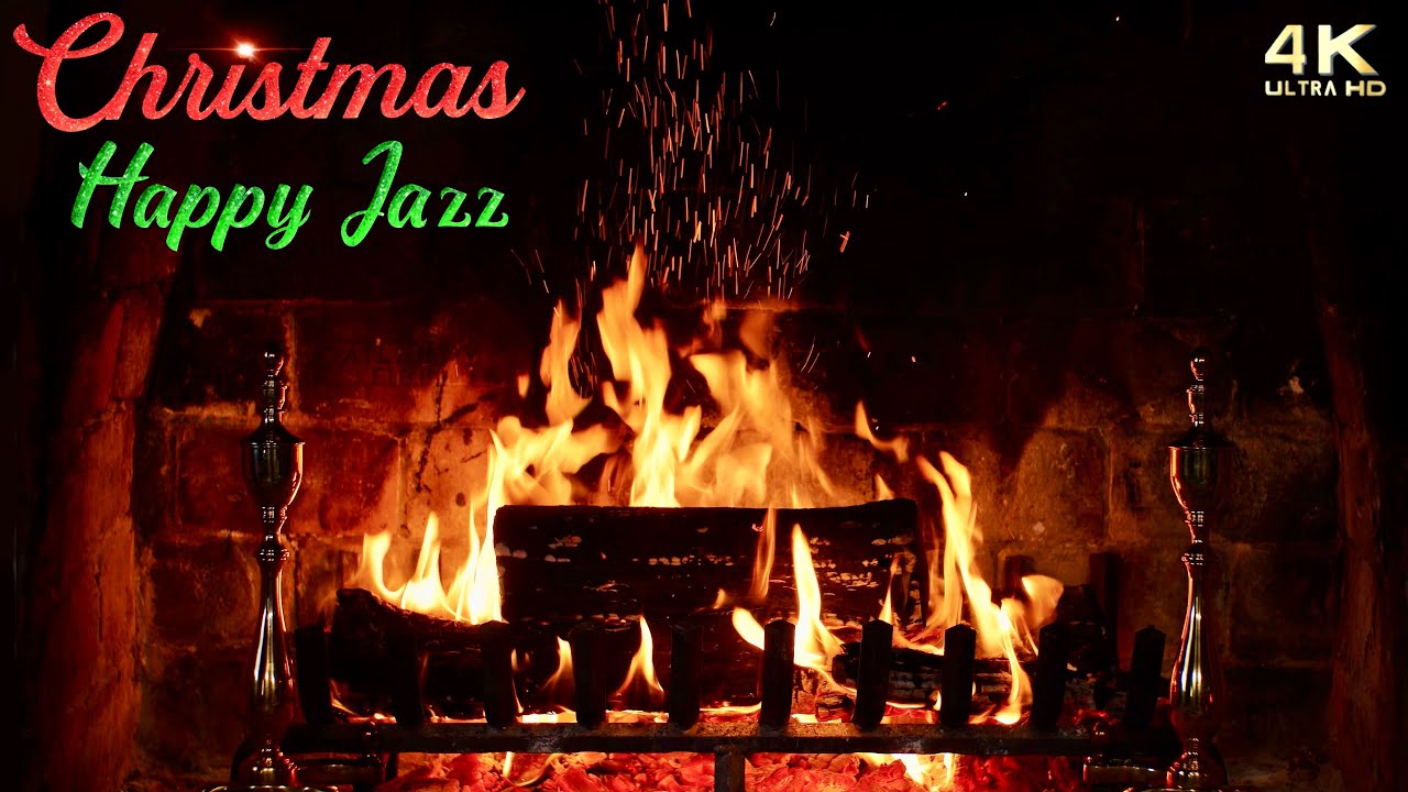 🔥 Christmas Fireplace w/ Happy Jazz Christmas Music 🔥 Instrumental Upbeat Christmas Jazz Ambience