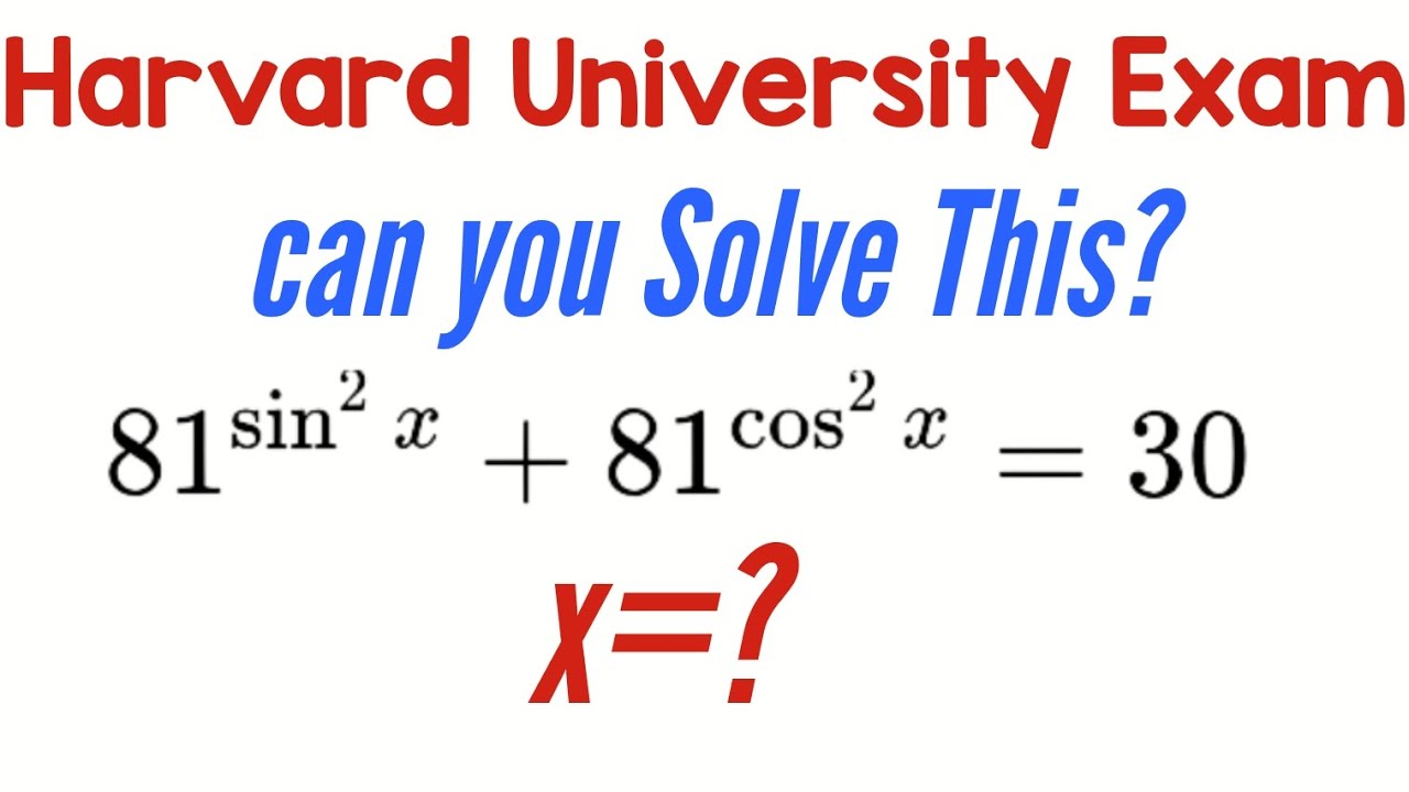 Olympiad Level Trigonometry 😈 | Can You Solve This? 😨 81^sin²x + 81^cos²x = 30