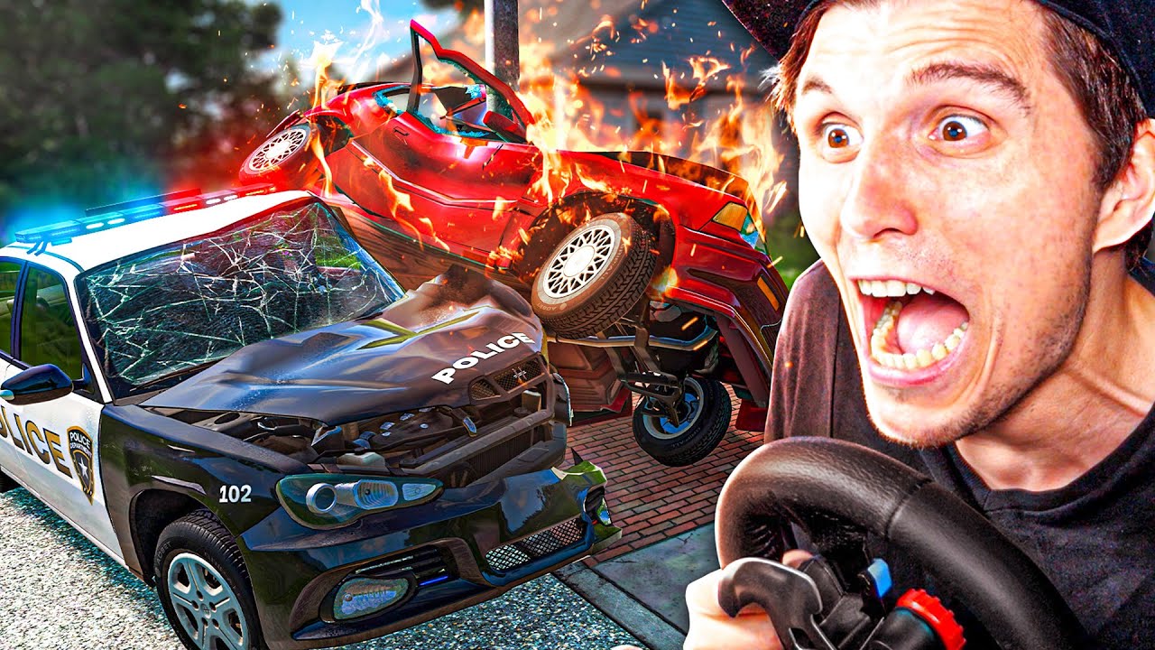 Verfolgungsjagd (250km/h) endet mit brennenden AUTOS! | BeamNG