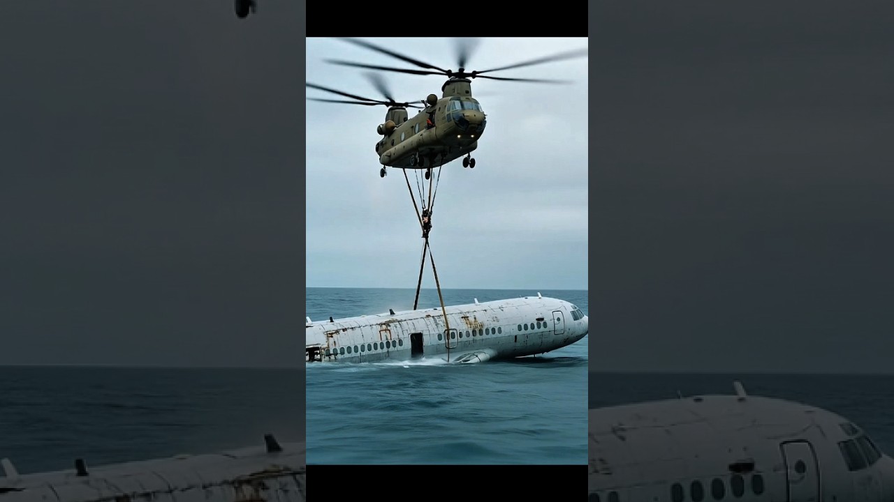 US Army Chinook Helicopter Lifts Sunken Plane from Ocean &ndash; Realistic Military Rescue #indianarmy #us