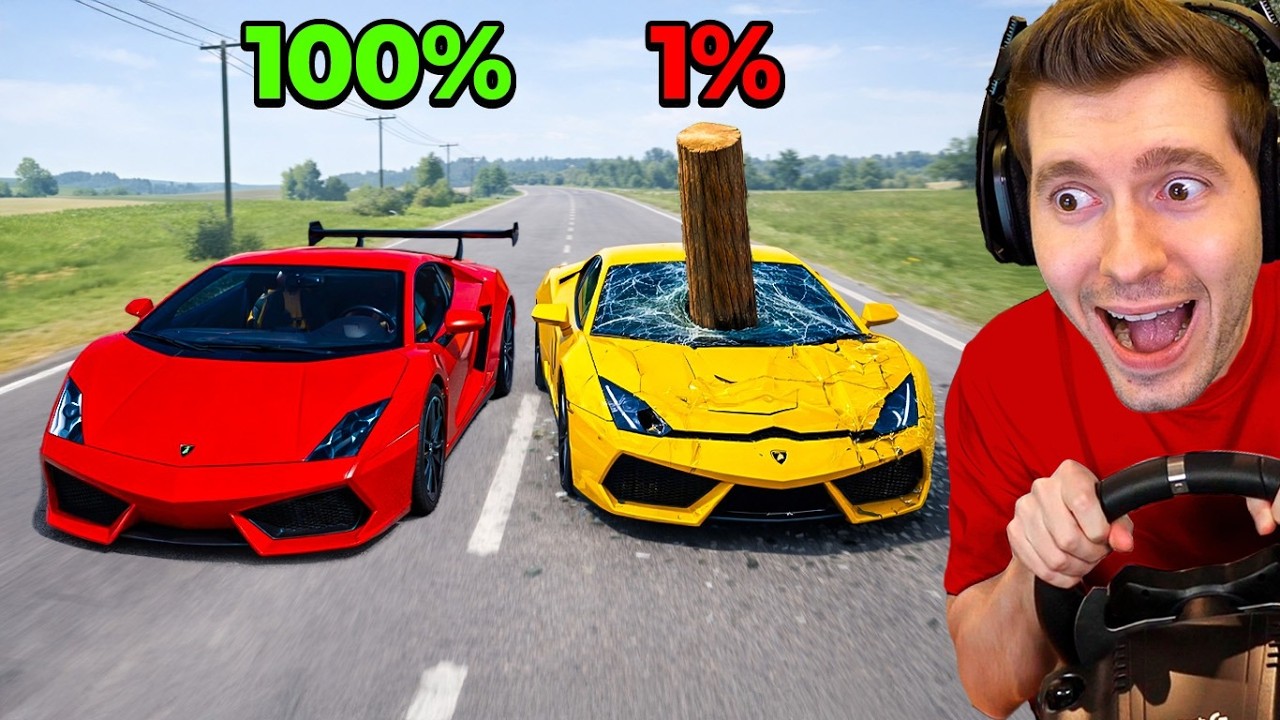 CARRO com 100% vs 1% CHANCE DE SOBREVIVER no BeamNG Drive