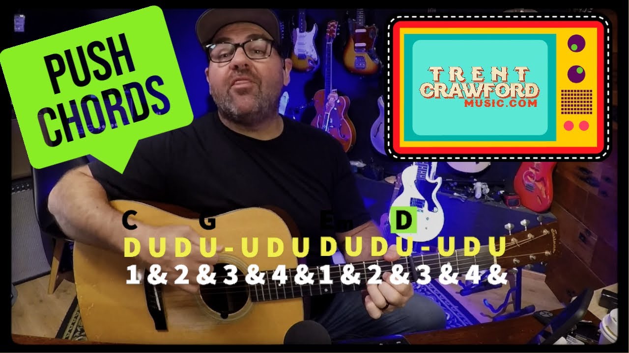 Learning To Fly Guitar Strumming Lesson - Push Chords - Play Along Video