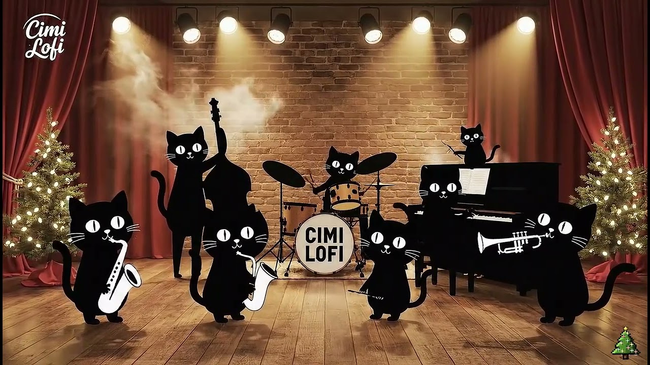 Black Cats Christmas Jazz Night: Uplifting & Cozy Comfort Music for Focused Work
