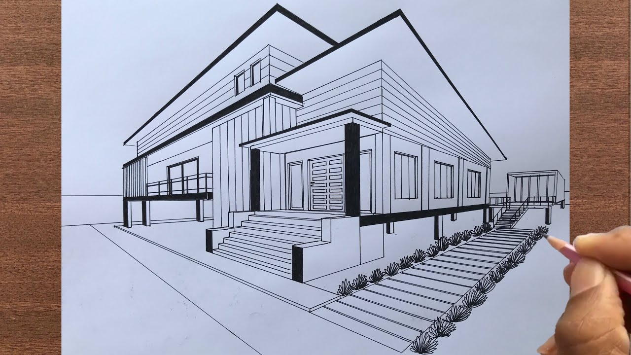 How to Draw a House in 2-Point Perspective Step by Step