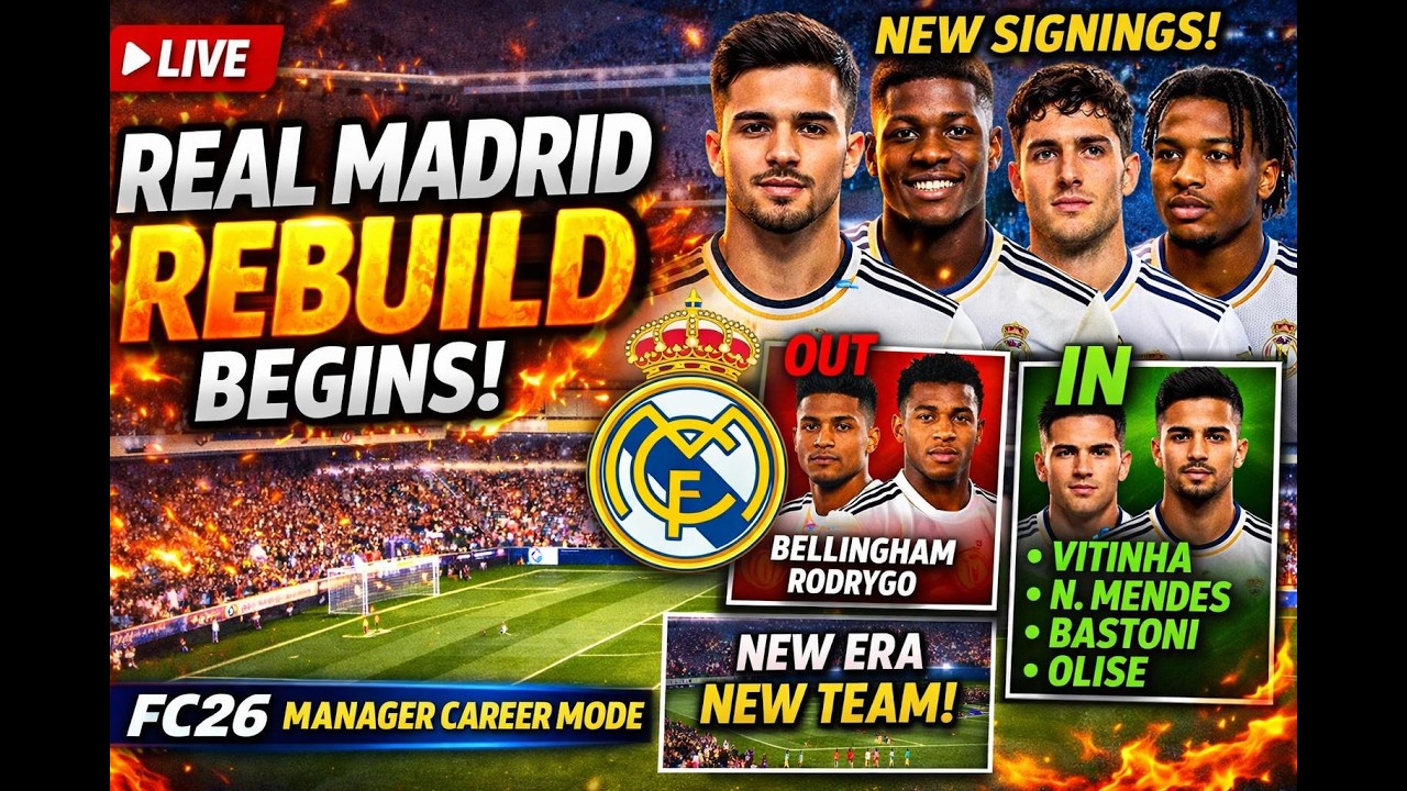 Real Madrid Rebuild Begins 🔥 FC26 Manager Career Mode Live | New Signings, New Era #fc26   #ps5