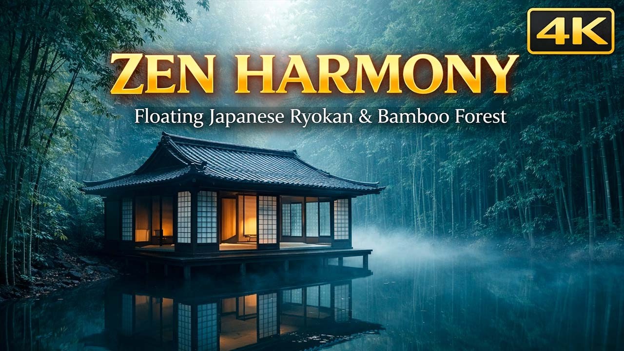 Zen Harmony 4K: Floating Japanese Ryokan & Bamboo Forest / Silent Morning in Kyoto