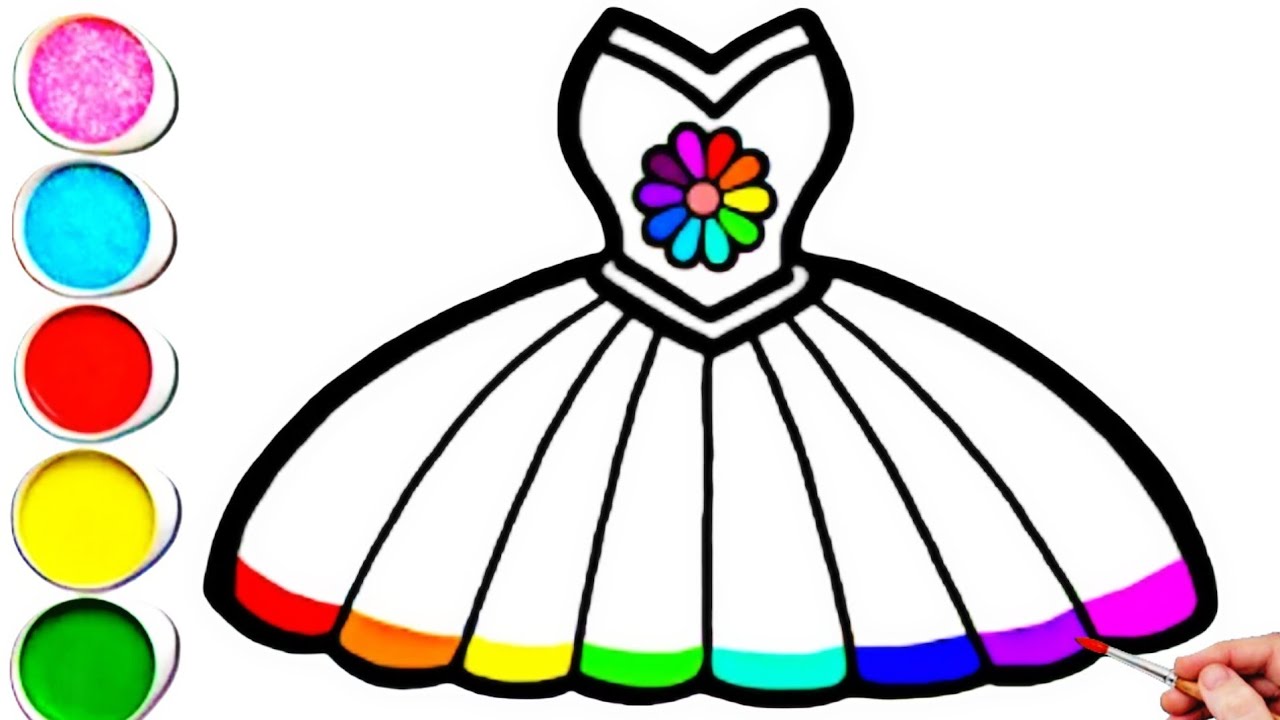 Cute Girl Dress Drawing, Painting & Coloring For Kids and Toddlers_ Kids Art 
