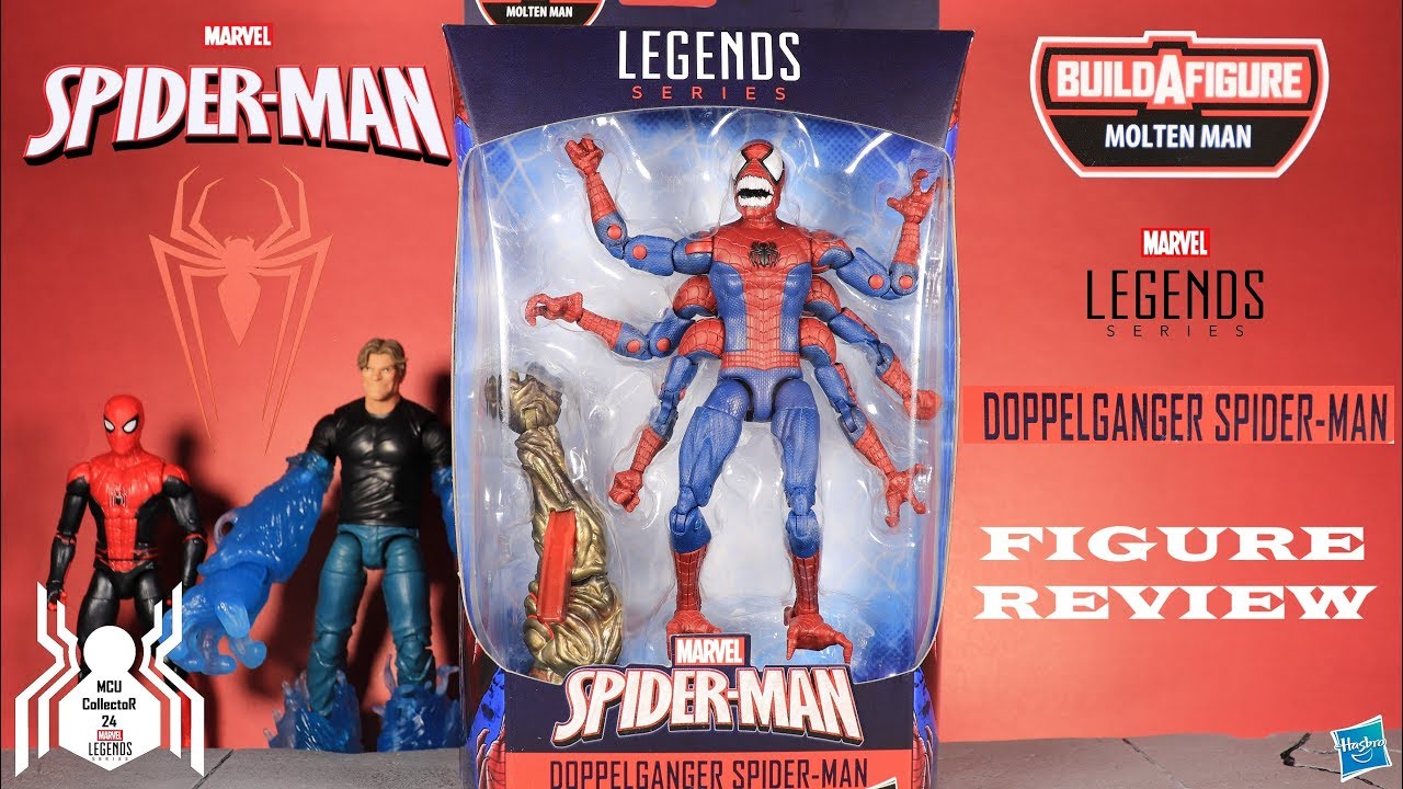 Marvel Legends DOPPELGANGER SPIDER MAN FFH Molten Man BAF Wave 12 Figure Review