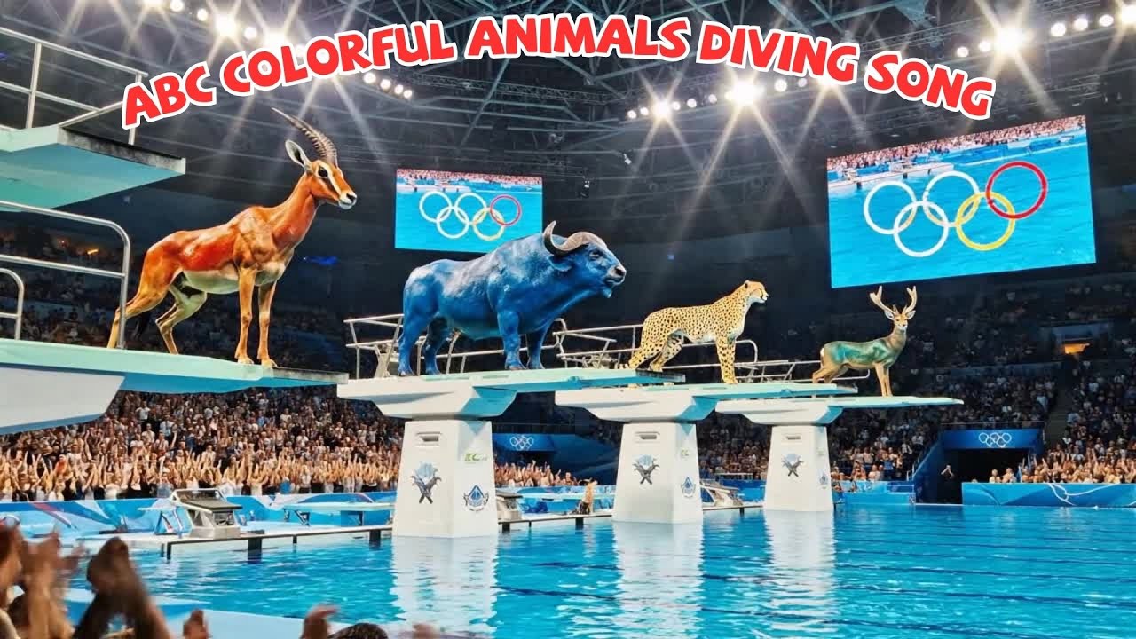 Песня Colorful Safari ABC: Чемпионат по прыжкам в воду среди животных | Детское образовательное т...