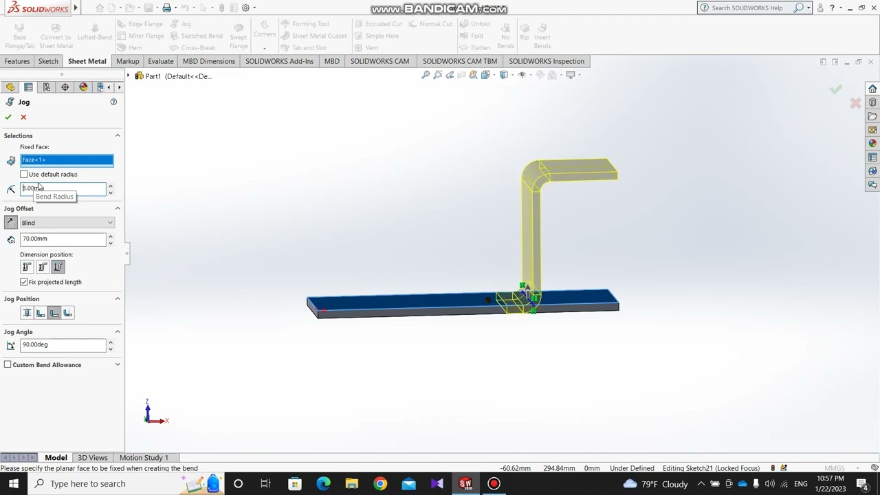 SOLIDWORKS Sheet Metal Jog