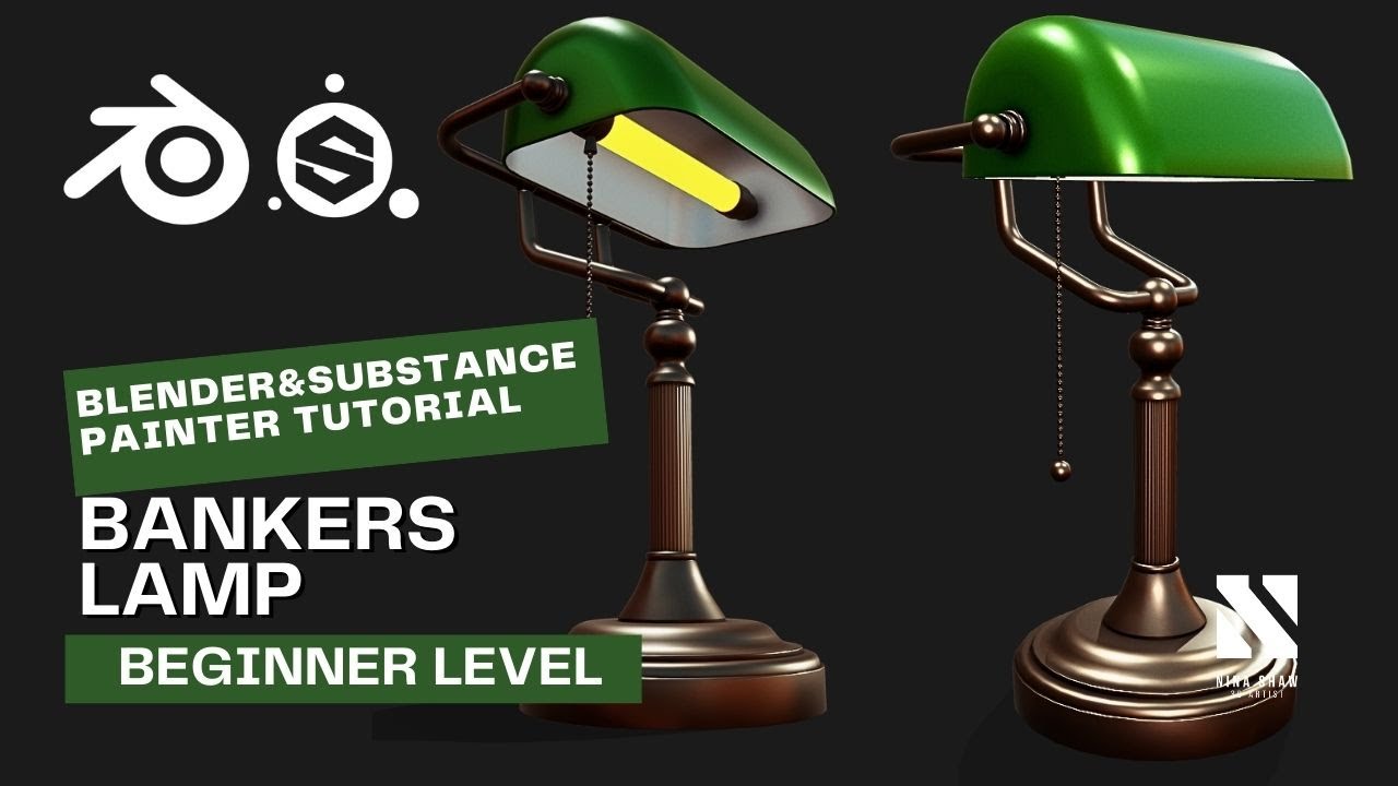 Game Asset Bankers Lamp | Blender/SubstancePainter