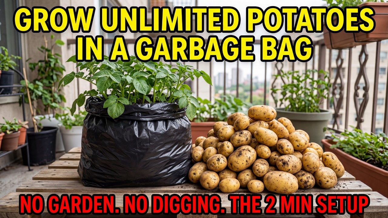 Grow Unlimited Potatoes In A Garbage Bag. No Garden. No Digging. The 2 Min Setup.