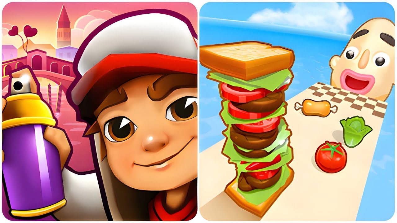 Sandwich Runner vs Subway Surfers - (ASMR Games, All Levels)