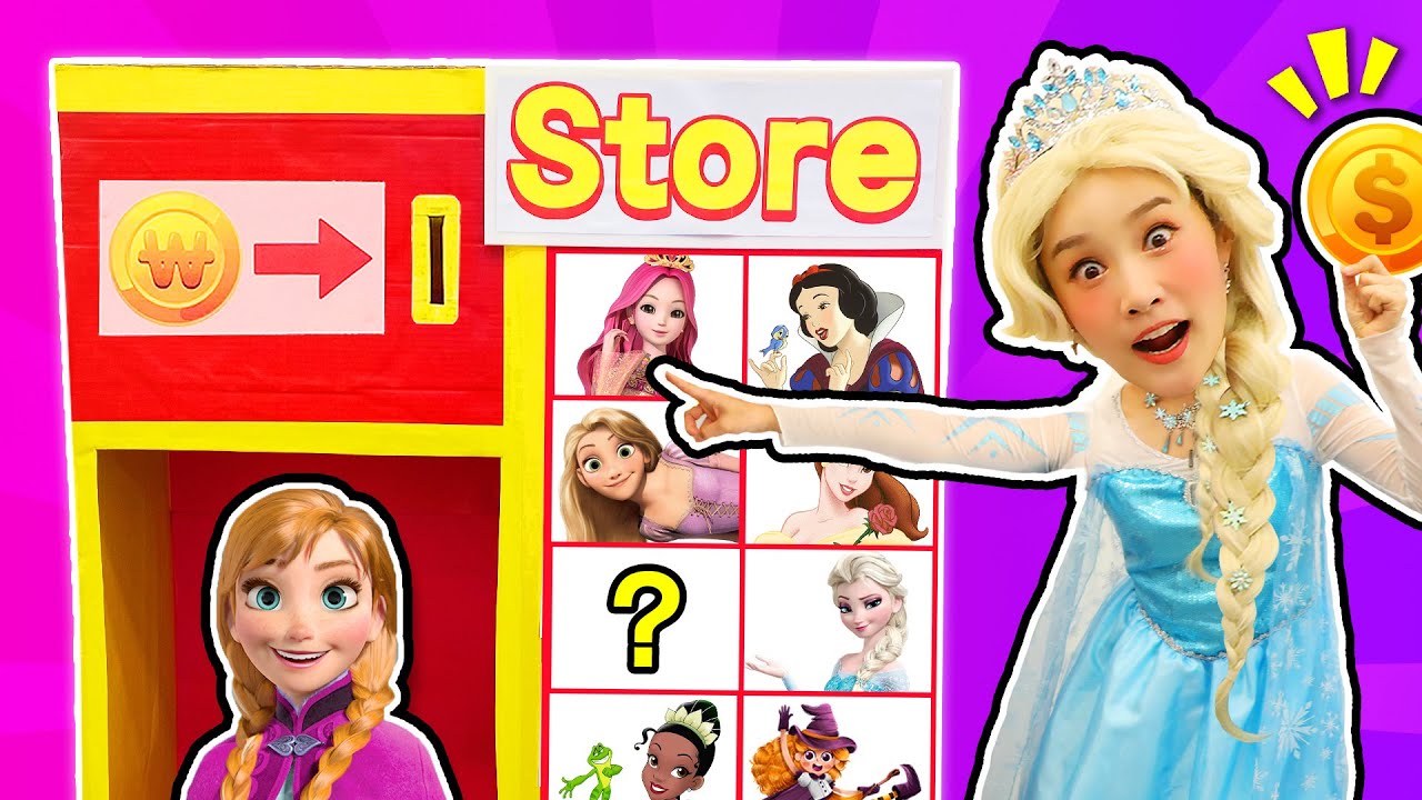 공주 자판기 음식을 먹으면 엘사로 변신해요 Elsa vending machine