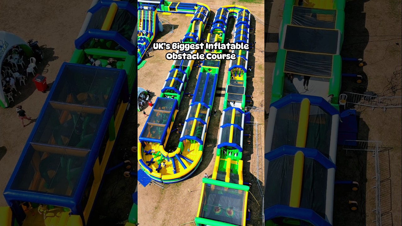 UK&rsquo;s Biggest Inflatable Obstacle Course Line kids fun activities #kidsfun #familyfun