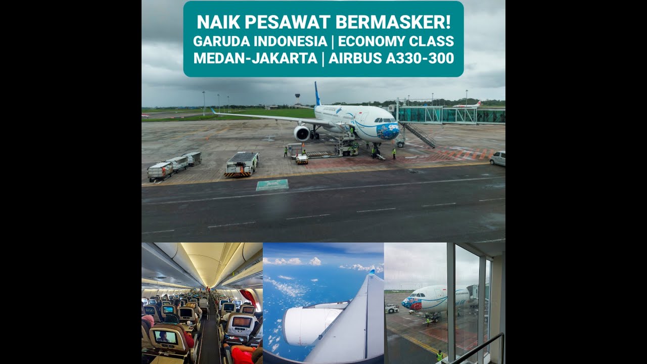Terbang dengan Pesawat Bermasker! Garuda Indonesia Economy Class KNO-CGK I GA185 I Airbus A330-300