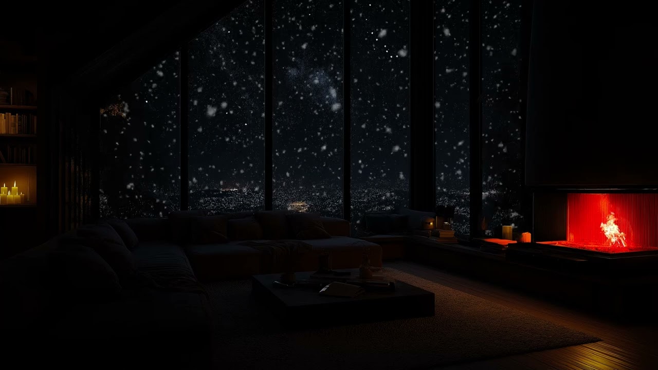 ❄️ Cozy Cabin Snowfall with Relaxing Fireplace Ambience for Deep Sleep and Instant Rest 😴 (No Ads)