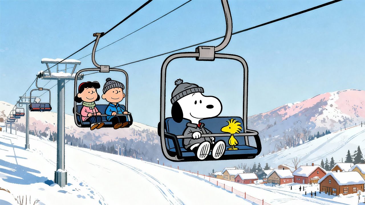 Snoopy & Charlie Brown’s Ski Lift Journey 🎿❄️ Gentle Winter Lofi Beats for Study & Relax