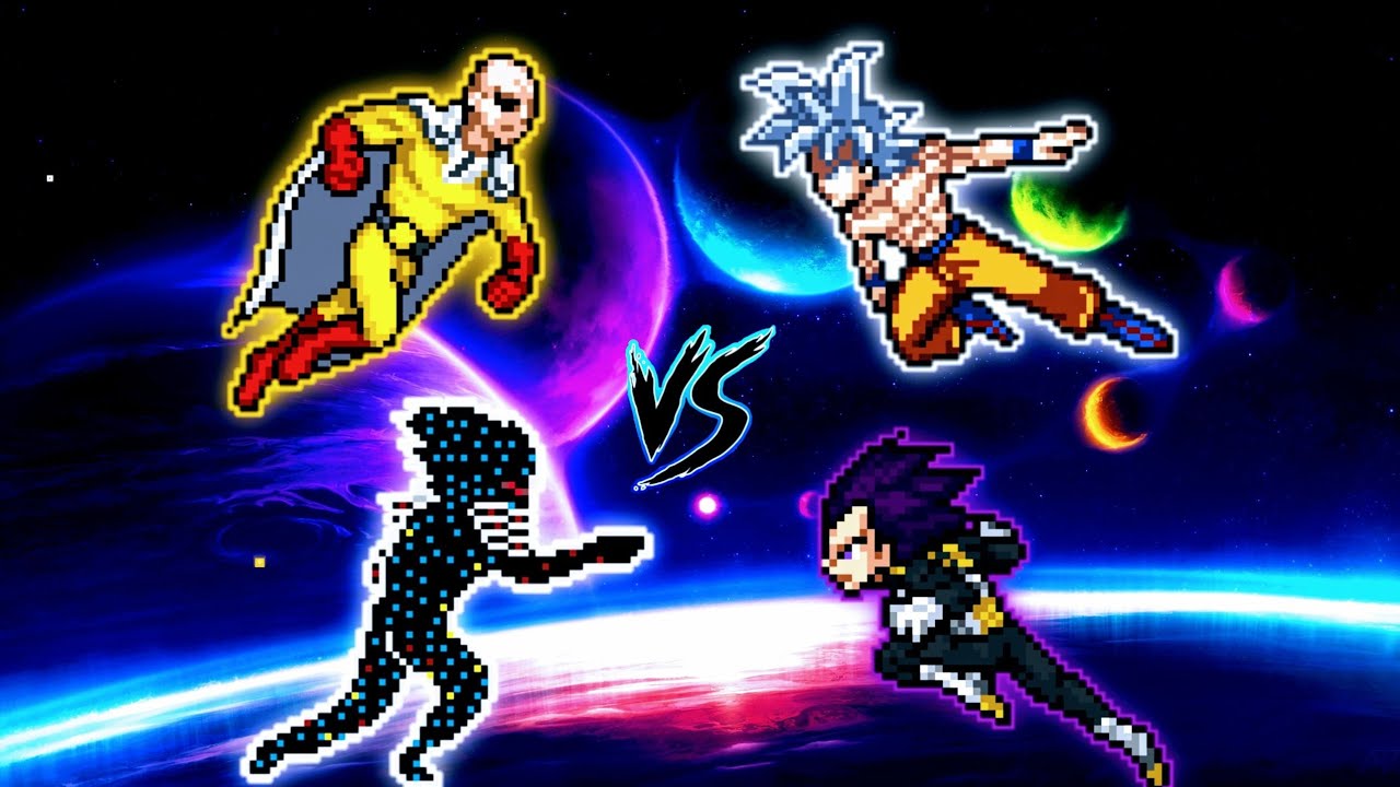 Accurate Saitama & Cosmic Garou VS Goku MUI & Vegeta Ultra Ego in Jump Force Mugen